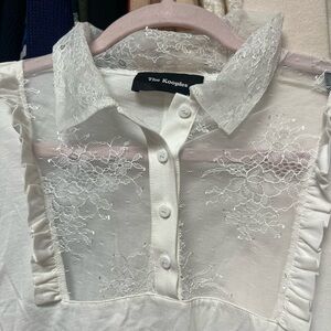The Kooples Ivory Lace Button-Up Blouse